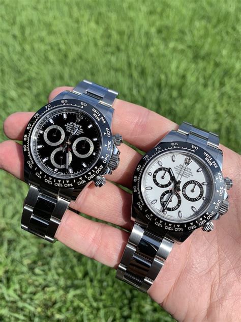 rolex daytona black vs white dial|rolex daytona panda oysterflex.